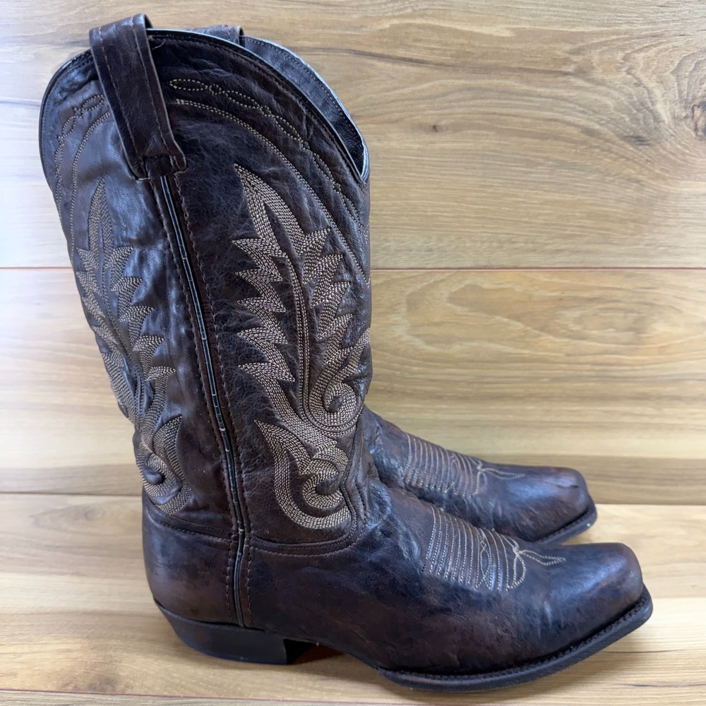 CABORCA Western Boots Mens 10.5 Dark Brown Leather Square Toe Rodeo Ranch Farm